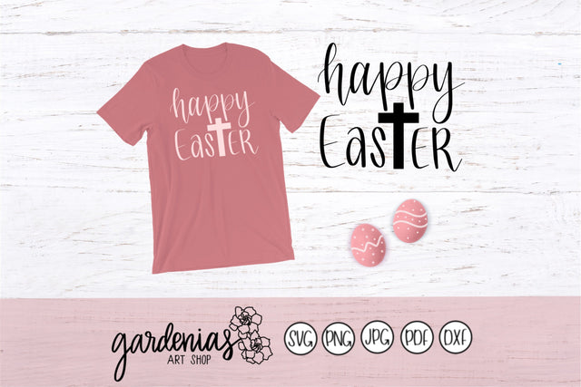Happy Easter with Cross SVG Gardenias Art Shop 