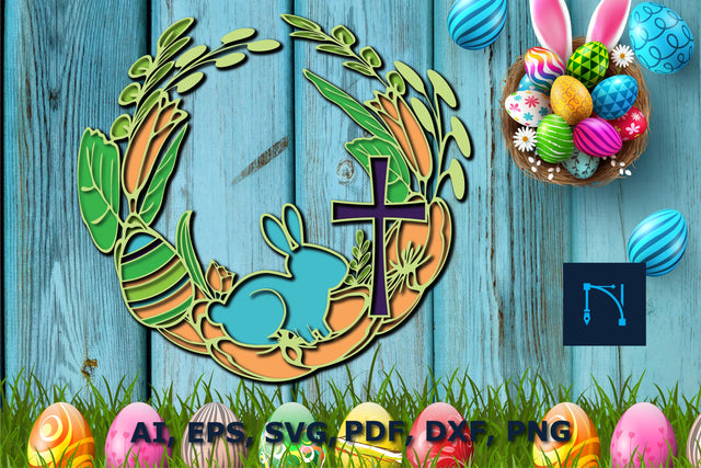 Happy Easter Wreath layer SVG cut file SVG MD JOYNAL ABDIN 