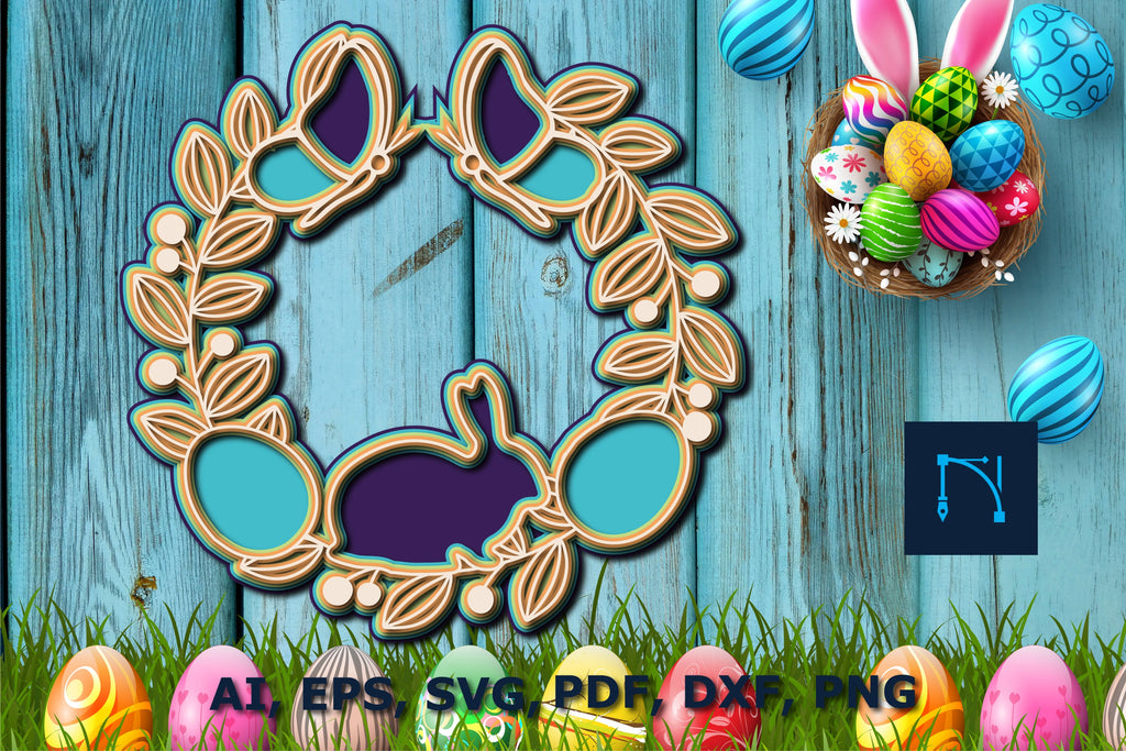 Happy Easter Wreath layer SVG cut file - So Fontsy