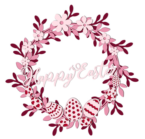 Happy Easter Wreath Multilayer Laser Cut Files, Mandala, Round Sign SVG, 3D Designs, Mini Design Bundles SVG LaserCutano 