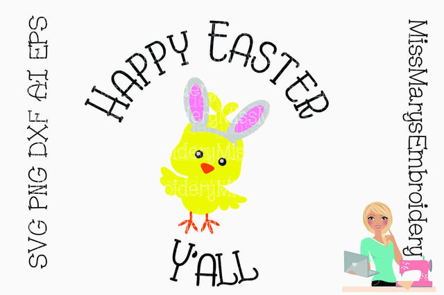 Happy Easter Y'all SVG MissMarysEmbroidery 