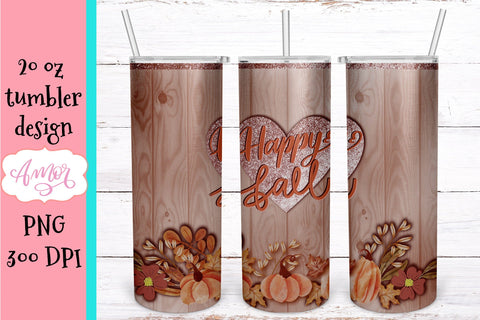 Happy fall 20oz tumbler sublimation design Sublimation Amorclipart 