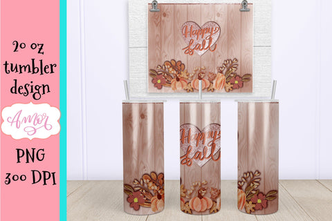 Happy fall 20oz tumbler sublimation design Sublimation Amorclipart 