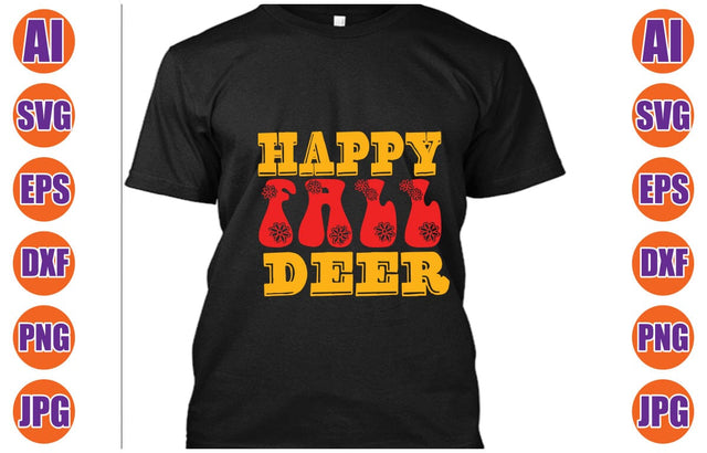 Happy Fall Deer Retro SVG SVG Syaman 