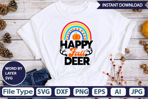 Happy Fall Deer SVG Cut File SVG DesignPlante 503 