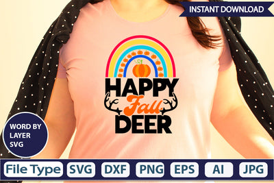 Happy Fall Deer SVG Cut File SVG DesignPlante 503 