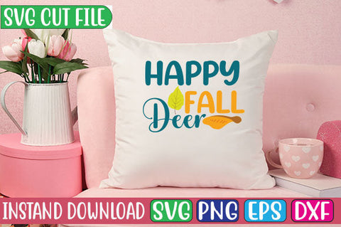 Happy Fall Deer SVG Cut File SVGs, Quotes and Sayings, Food & Drink, Holiday,On Sale, SVG Studio Innate 