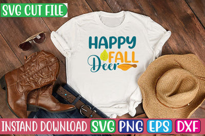 Happy Fall Deer SVG Cut File SVGs, Quotes and Sayings, Food & Drink, Holiday,On Sale, SVG Studio Innate 