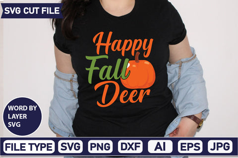 Happy Fall Deer SVG Cut File SVGs quotes-and-sayings food-drink mini-bundles print-cut on-sale Clipart Clip Art Sublimation or Vinyl Shirt Design SVG DesignPlante 503 
