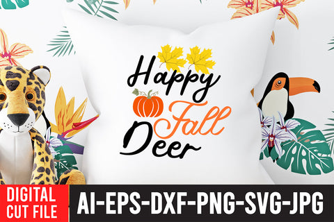 Happy Fall Deer SVG Design SVG BlackCatsMedia 