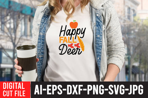 Happy Fall Deer SVG Design SVG BlackCatsMedia 