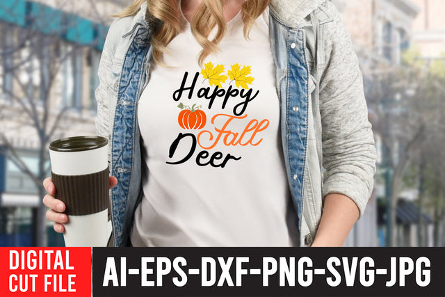 Happy Fall Deer SVG Design SVG BlackCatsMedia 