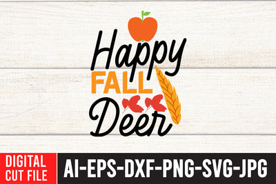 Happy Fall Deer SVG Design SVG BlackCatsMedia 