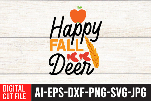 Happy Fall Deer SVG Design SVG BlackCatsMedia 