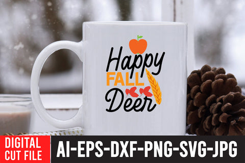 Happy Fall Deer SVG Design SVG BlackCatsMedia 