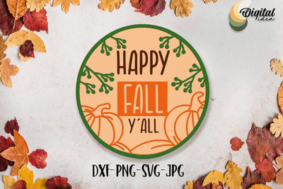 Happy Fall | Inspiring Round Autumn Sign | WELCOME HALLOWEEN&FALL SVG Evgenyia Guschina 