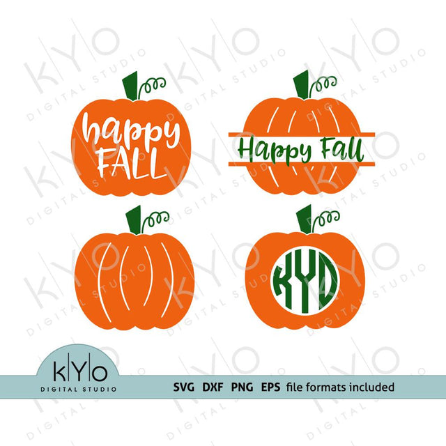 Happy Fall Pumpkin monogram svg png dxf eps design files SVG kYo Digital Studio 