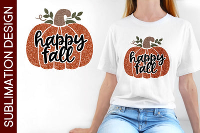 Happy Fall Pumpkin Sublimation Design - Fall Sublimation PNG Sublimation Digital Clipart Deals 