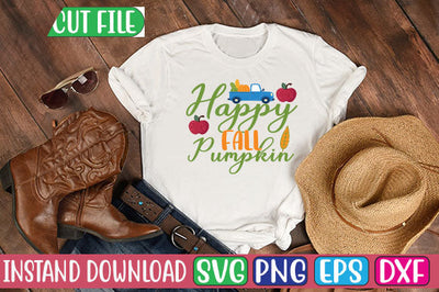 Happy Fall Pumpkin SVG Cut File SVGs, Quotes and Sayings, Food & Drink, Holiday,On Sale, SVG Studio Innate 