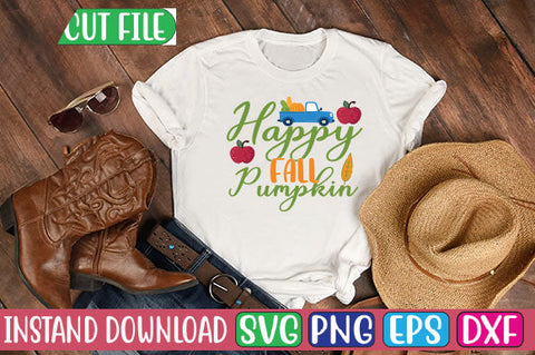 Happy Fall Pumpkin SVG Cut File SVGs, Quotes and Sayings, Food & Drink, Holiday,On Sale, SVG Studio Innate 