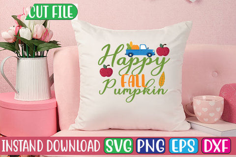 Happy Fall Pumpkin SVG Cut File SVGs, Quotes and Sayings, Food & Drink, Holiday,On Sale, SVG Studio Innate 