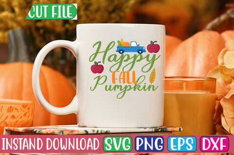 Happy Fall Pumpkin SVG Cut File SVGs, Quotes and Sayings, Food & Drink, Holiday,On Sale, SVG Studio Innate 