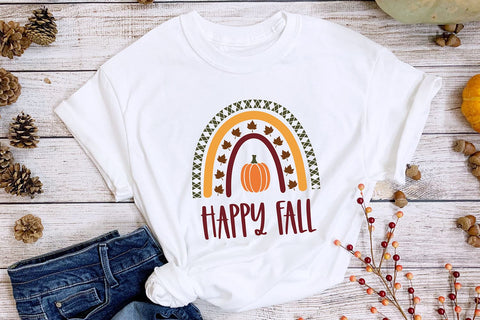 Happy Fall Rainbow SVG | Fall Rainbow Cut File SVG B Renee Design 