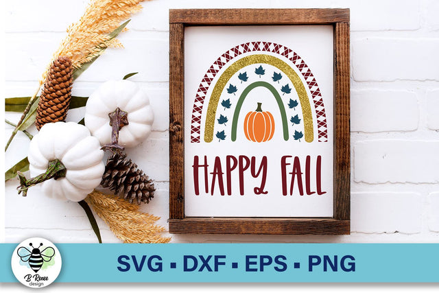 Happy Fall Rainbow SVG | Fall Rainbow Cut File SVG B Renee Design 
