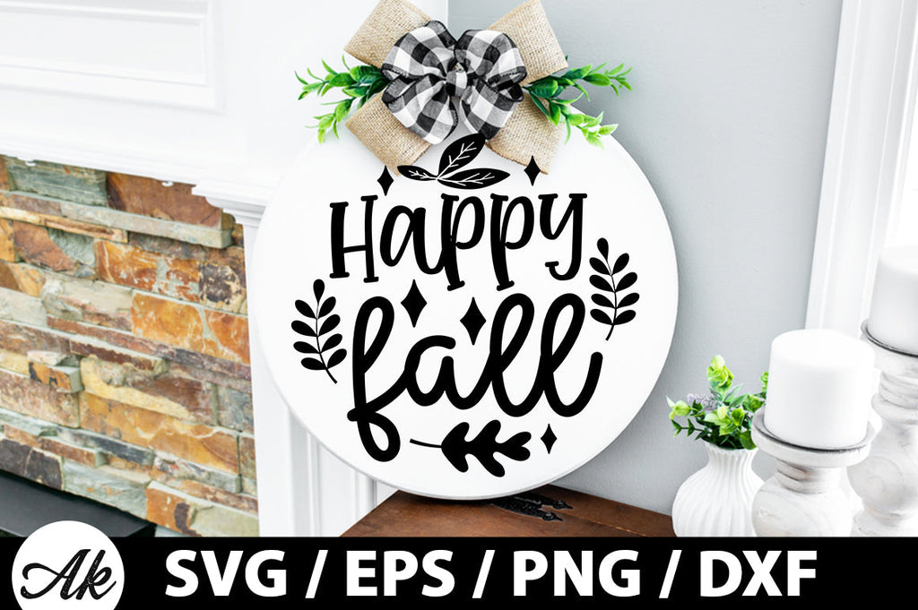 Happy fall Round Sign - So Fontsy