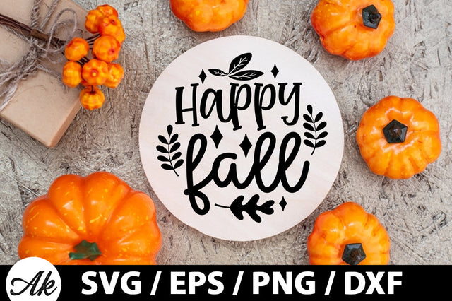 Happy fall Round Sign SVG akazaddesign 