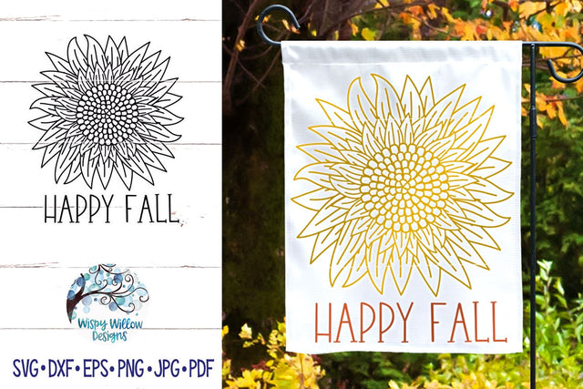 Happy Fall Sunflower SVG SVG Wispy Willow Designs 