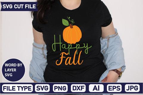Happy Fall SVG Cut File SVGs quotes-and-sayings food-drink mini-bundles print-cut on-sale Clipart Clip Art Sublimation or Vinyl Shirt Design SVG DesignPlante 503 