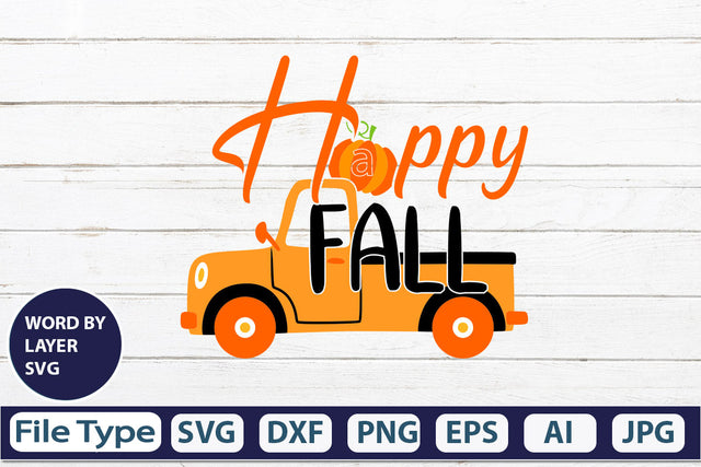 happy fall SVG Cut File SVGs,quotes-and-sayings,food-drink mini-bundles,print-cut,on-sale Clipart Clip Art Sublimation or Vinyl Shirt Design SVG DesignPlante 503 