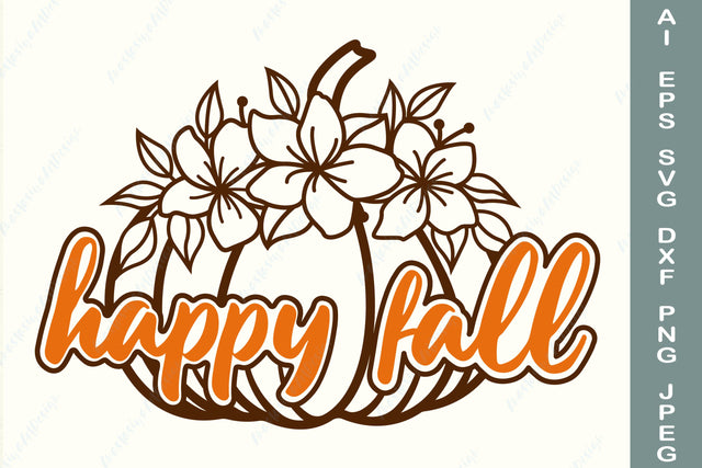 Happy fall svg, Flower pumplin clipart, Autumn sign svg design SVG AnastasiyaArtDesign 