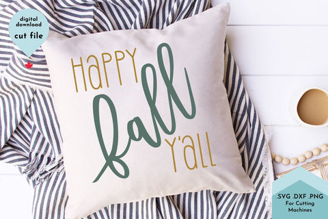 Happy Fall Y all, Funny Fall Saying SVG Cut File SVG Lettershapes 