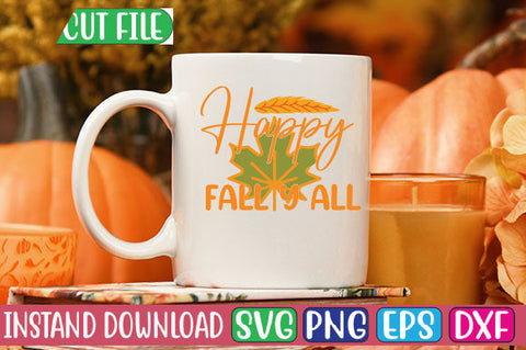 Happy Fall Y All SVG Cut File SVGs, Quotes and Sayings, Food & Drink, Holiday,On Sale, SVG Studio Innate 