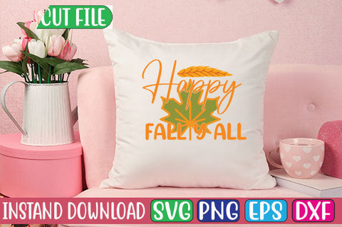 Happy Fall Y All SVG Cut File SVGs, Quotes and Sayings, Food & Drink, Holiday,On Sale, SVG Studio Innate 