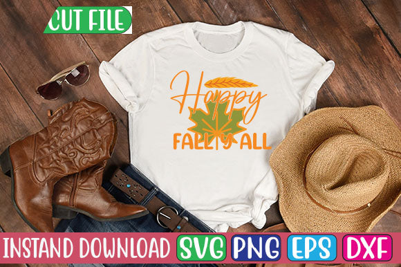 Happy Fall Y All SVG Cut File SVGs, Quotes and Sayings, Food & Drink, Holiday,On Sale, SVG Studio Innate 