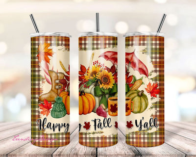 Happy Fall Y'All 20 oz Skinny Tumbler Sublimation Design Template Boots for Straight/Tapered PNG File Digital Download Sublimation TrendingDesign 
