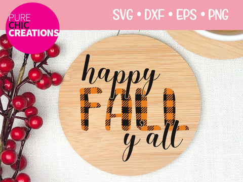 Happy Fall Y'all - Cricut - Silhouette - svg - dxf - eps - png - Digital File - SVG Cut File - Fall SVG - svg clipart - Fall clipart - Fall SVG Pure Chic Creations 