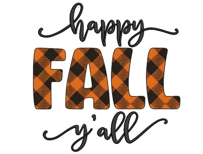 Happy Fall Y'all Embroidery Design, Autumn Embroidery File, 3 sizes, Instant Download Embroidery/Applique DESIGNS Nino Nadaraia 