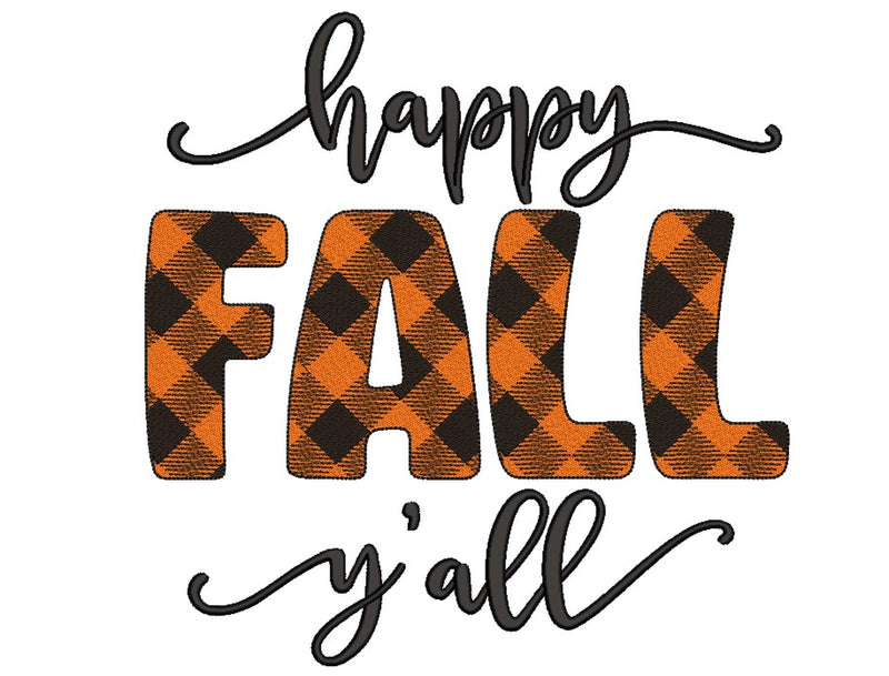 Happy Fall Y'all Embroidery Design, Autumn Embroidery File, 3 sizes, Instant Download Embroidery/Applique DESIGNS Nino Nadaraia 