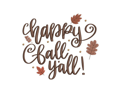 Happy Fall Yall Embroidery Design, Autumn Embroidery File, 4 sizes, Instant Download Embroidery/Applique DESIGNS Nino Nadaraia 