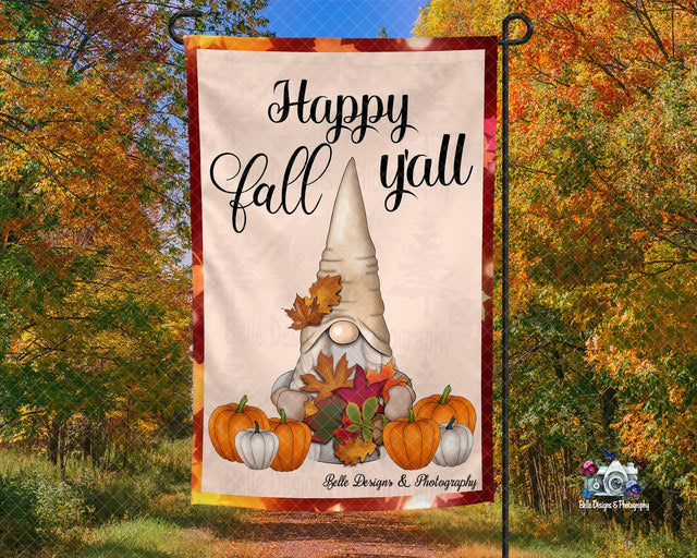 Happy Fall Y'all Garden Flag Sublimation Belle Designs & Photography 