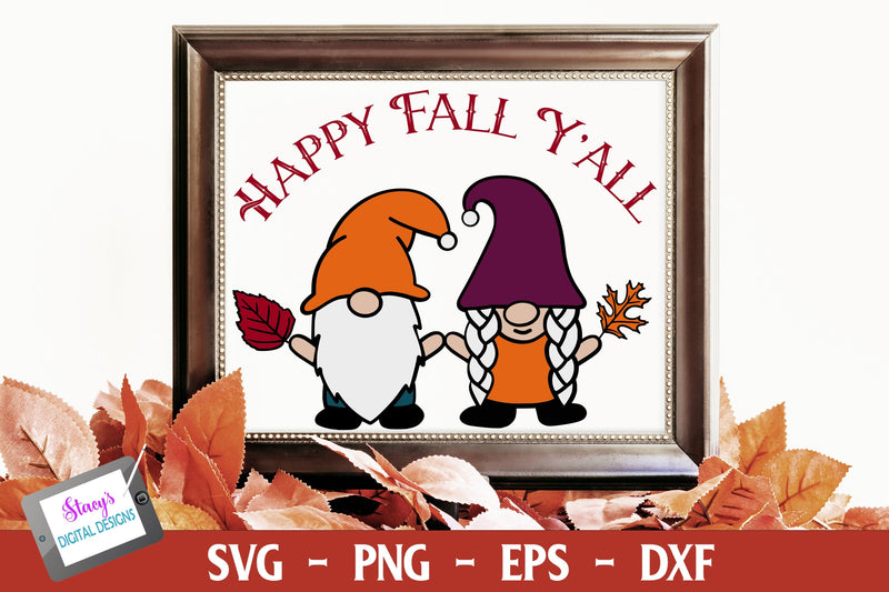 Happy Fall Y'all Gnomes | Fall Design SVG Stacy's Digital Designs 