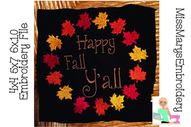 Happy Fall Ya'll Monogram Embroidery Frame Embroidery/Applique MissMarysEmbroidery 