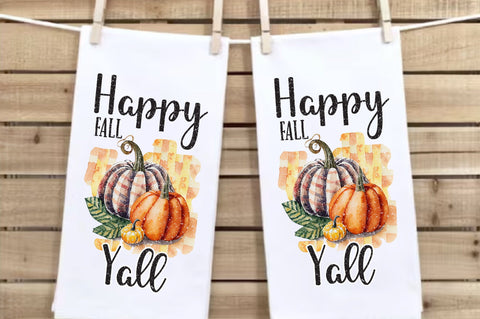 Happy Fall Yall Plaid Pumpkin Autumn Towel Sublimation Sublimation Jagonath Roy 