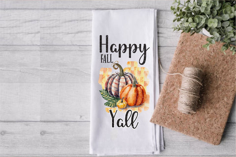 Happy Fall Yall Plaid Pumpkin Autumn Towel Sublimation Sublimation Jagonath Roy 