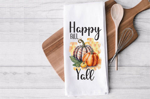 Happy Fall Yall Plaid Pumpkin Autumn Towel Sublimation Sublimation Jagonath Roy 