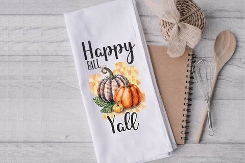 Happy Fall Yall Plaid Pumpkin Autumn Towel Sublimation Sublimation Jagonath Roy 
